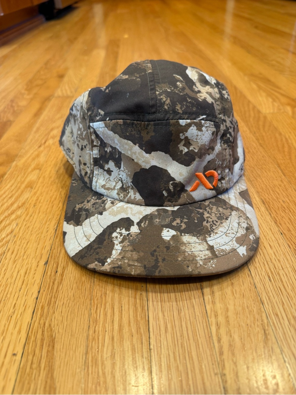 Camouflage Running Cap with Orange Logo